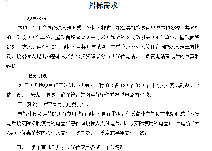 合肥市首批公共機構(gòu)光伏應用試點項目招標公告