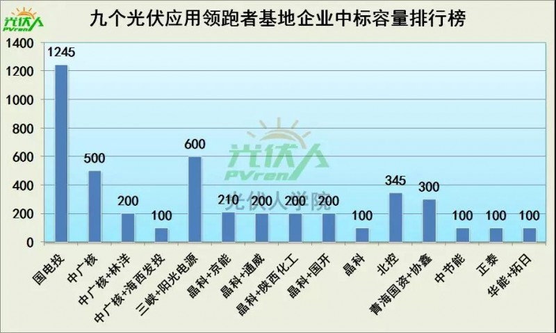 4.5GW光伏領(lǐng)跑基地中標(biāo)企業(yè)排行榜