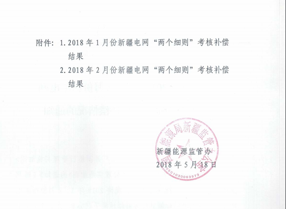 2018年1、2月新疆電網(wǎng)“兩個細(xì)則” 考核補(bǔ)償情況（光伏）